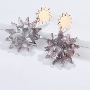 Gray Sunburst Drop Earrings